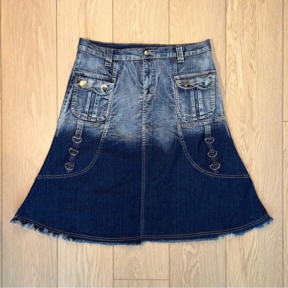 Ombre Mid-length Denim Skirt - Picture 1 of 2